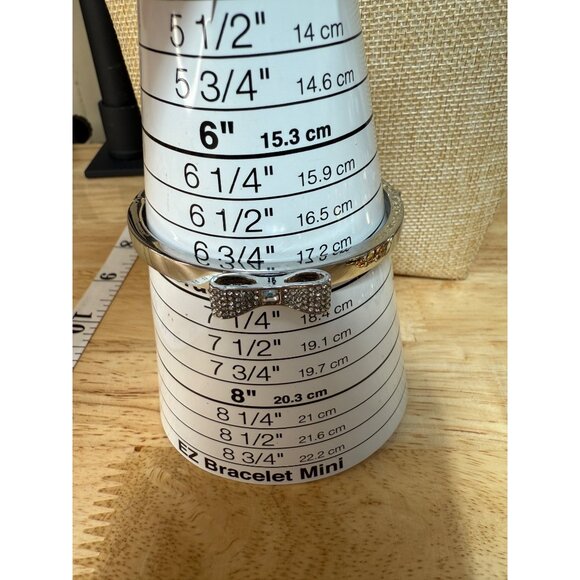 Kate Spade Silver-Tone Bow Hinged Bangle Bracelet With Rhinestones For Women - Picture 5 of 8